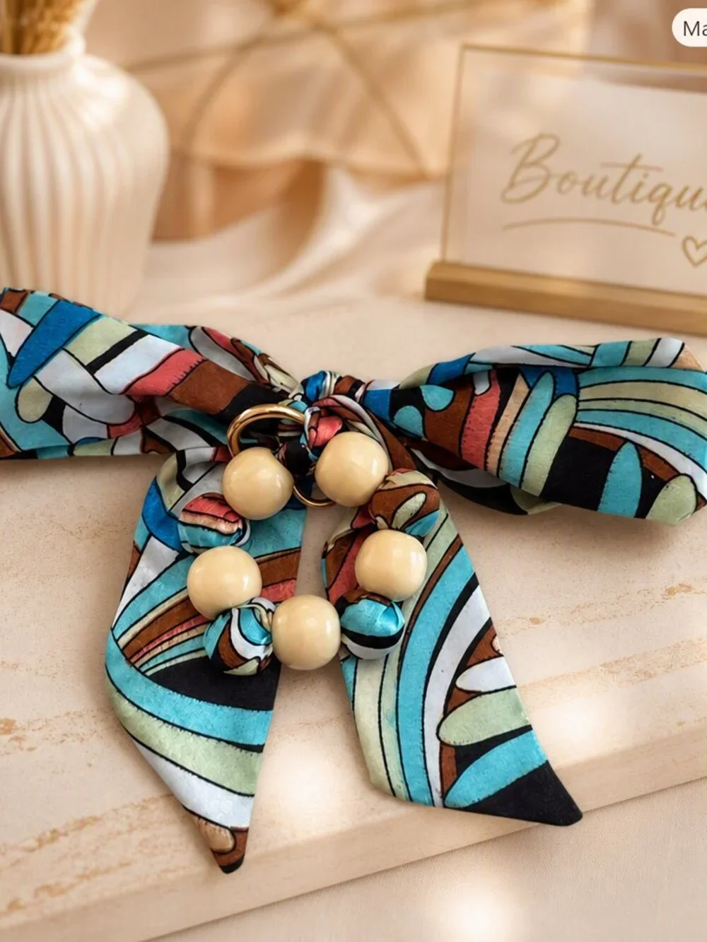 Bow & Bead Bag Charm/Key Chain NWOT
